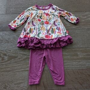 Magnetic Me Home Grown Vegetable Ruffled Dress and Leggings Outfit Size 0-3 Mon